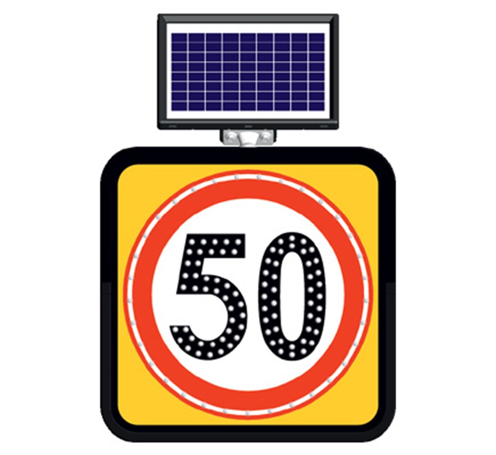Solar Powered Max. Speed Limitation Sign -50 (60 x 60 cm) Solar Powered Max. Speed Limitation Sign -50 (60 x 60 cm)