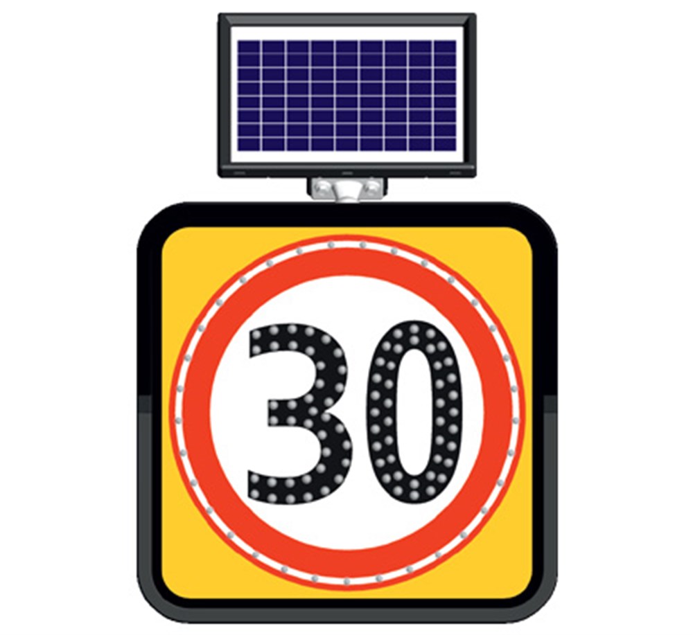 Solar Powered Max. Speed Limitation Sign -30 (60 x 60 cm) Solar Powered Max. Speed Limitation Sign -30 (60 x 60 cm)