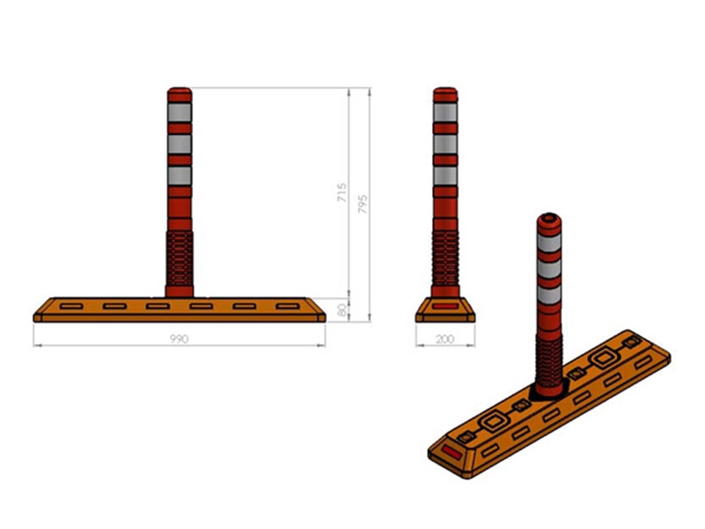 İLT2200-2 Plastic Road Separator with Delineator