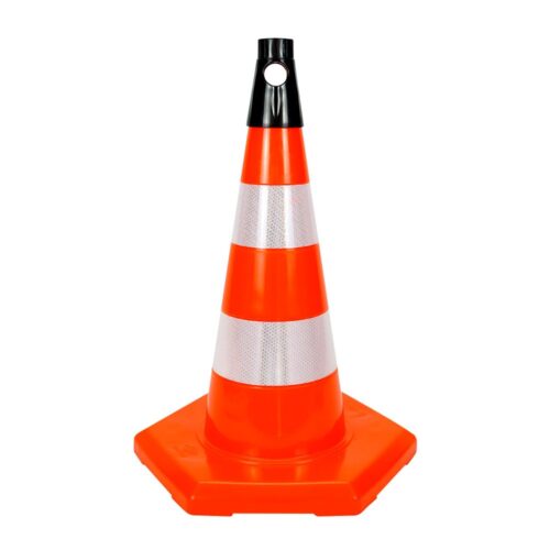 PVC Traffic Cone with Reflective Collar and Hexagonal Base 50 cm
