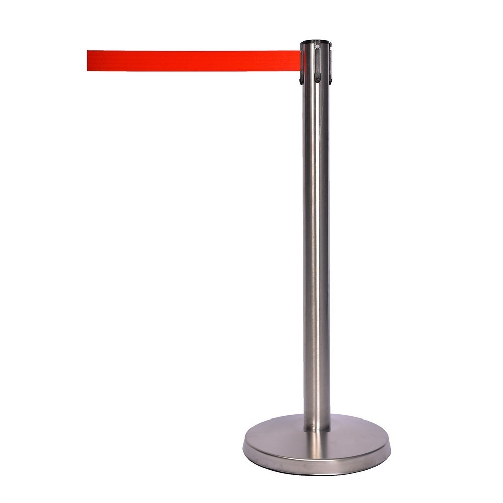 Retractable Belt Barrier Stand - Stainless Steel-1 Retractable Belt Barrier Stand