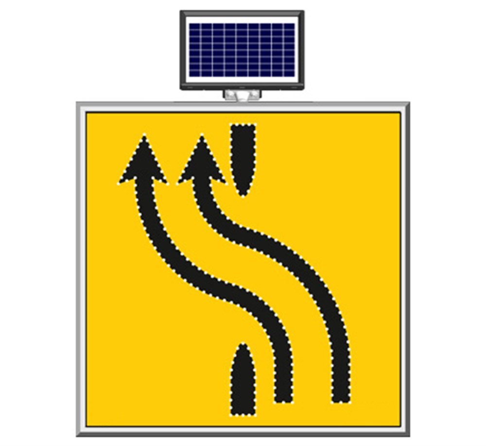 Solar "Two Lane Shift Left" Sign 100 x 100 cm Solar "Two Lane Shift Left" Sign 100 x 100 cm