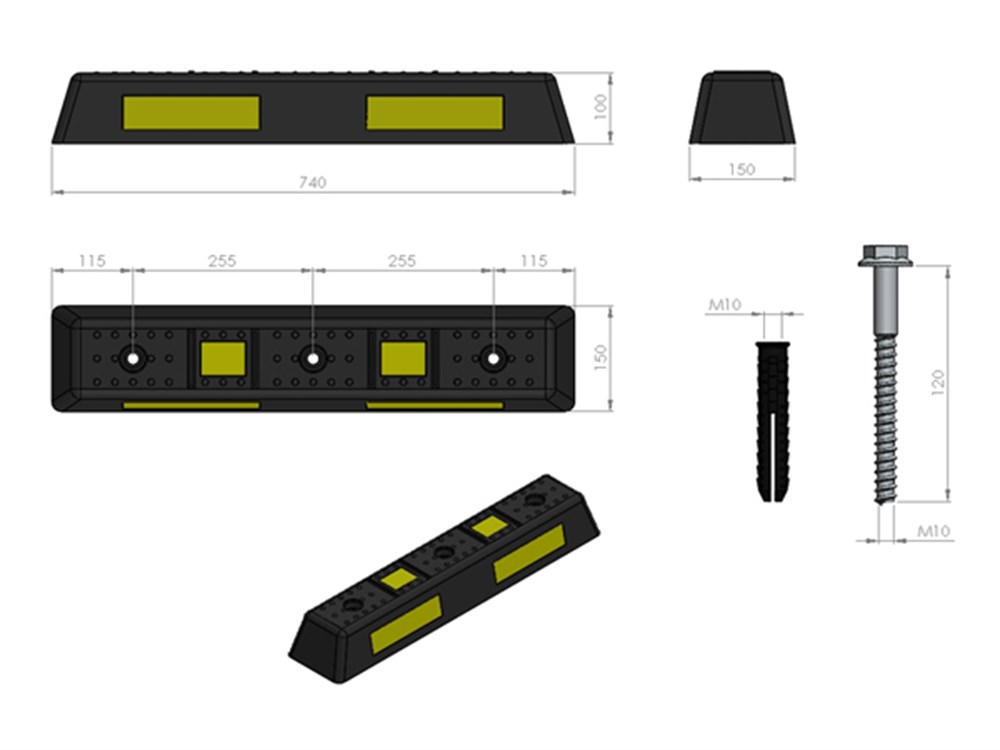 rubber-parking-stop-74-x-15-x-10 cm-ca71 Rubber Parking Stop 74 x 15 x 10 cm