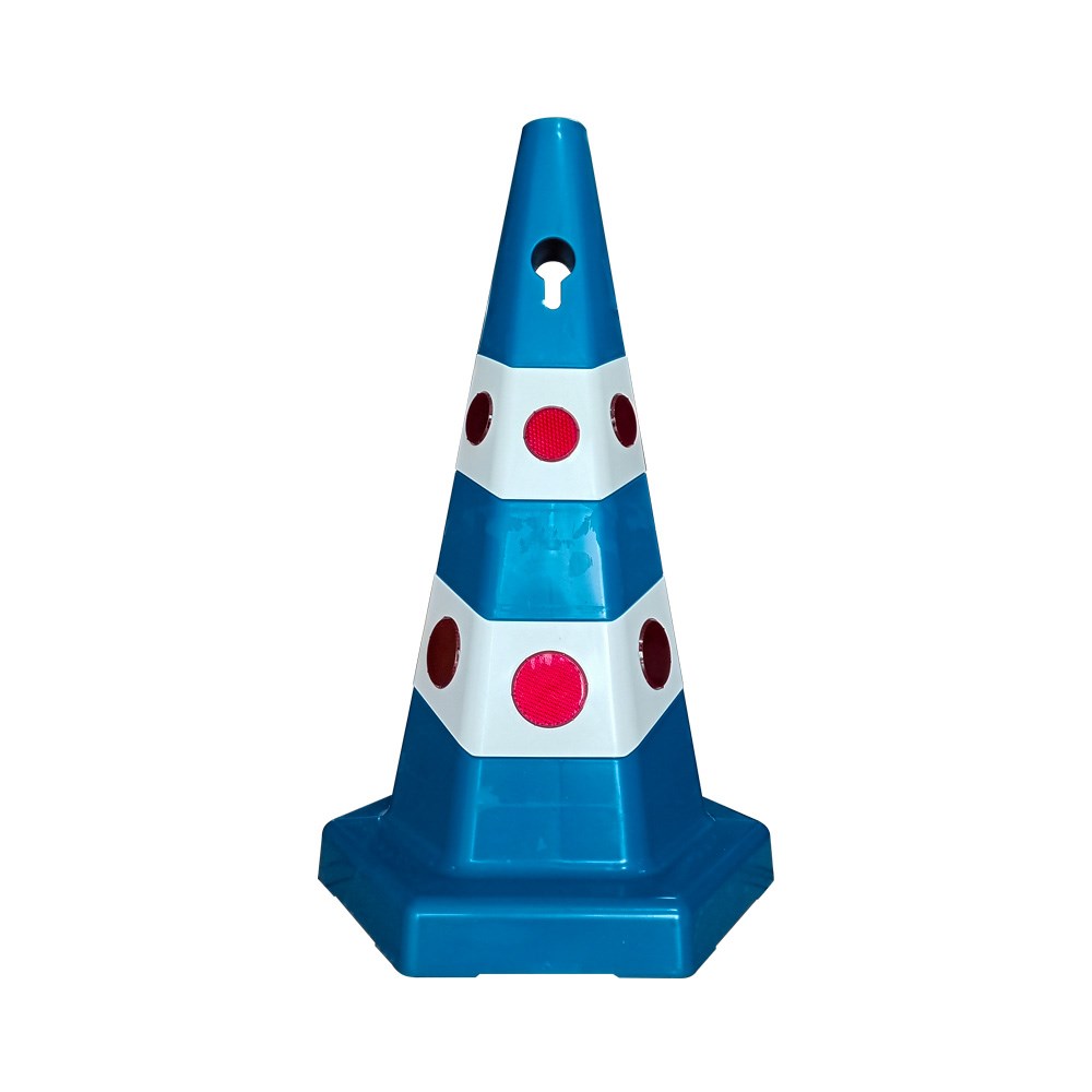 Blue Hexagonal Traffic Cone with Cat's Eye-1