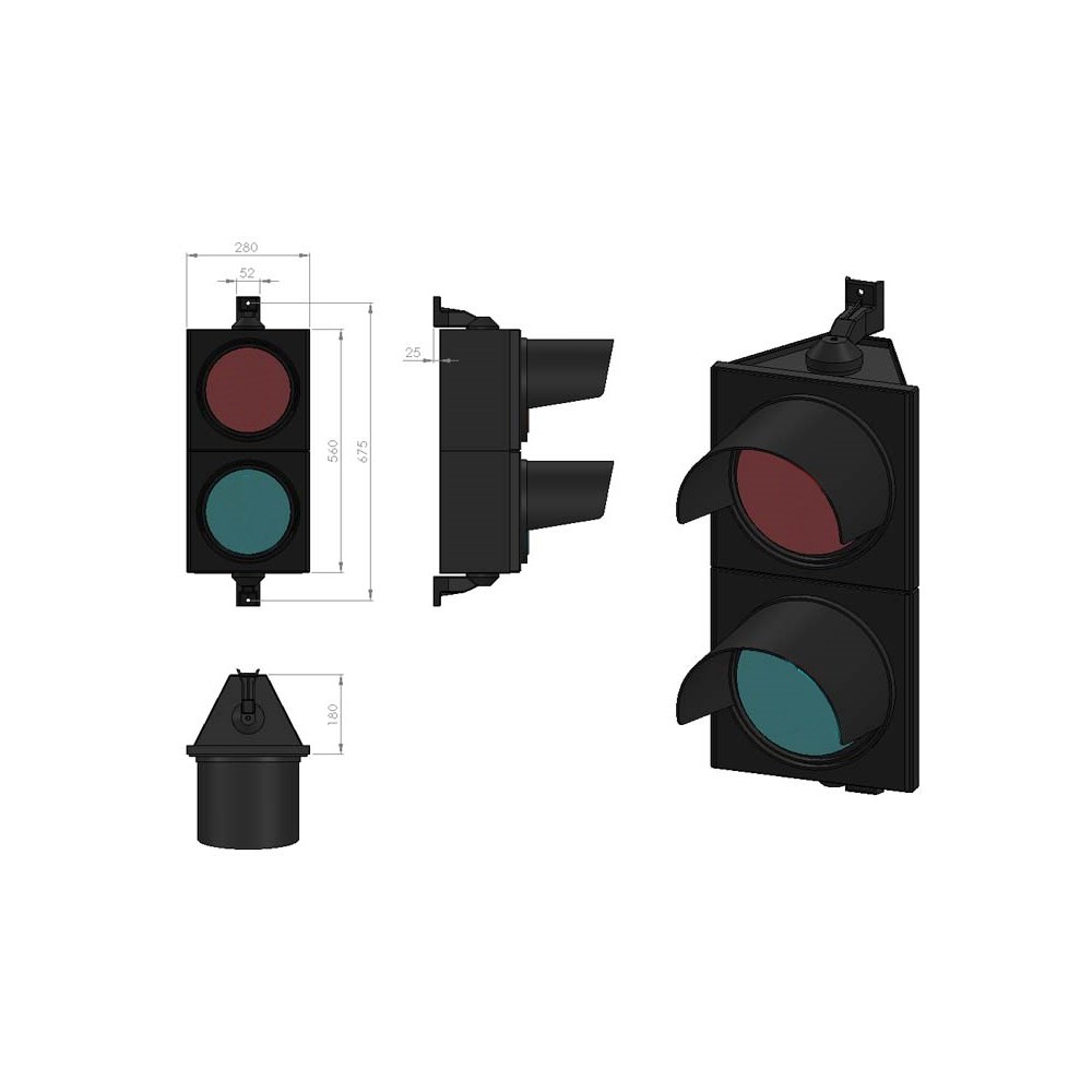 SN-01-01-251-3 300 mm Red-Green Traffic Light with Power LED