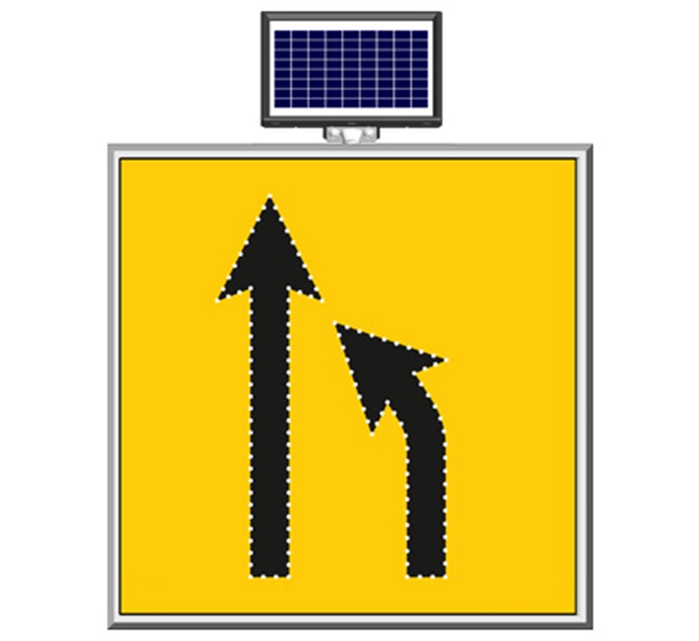 Solar "Road Narrows On Right" Sign 100 x 100 cm Solar "Road Narrows On Right" Sign 100 x 100 cm