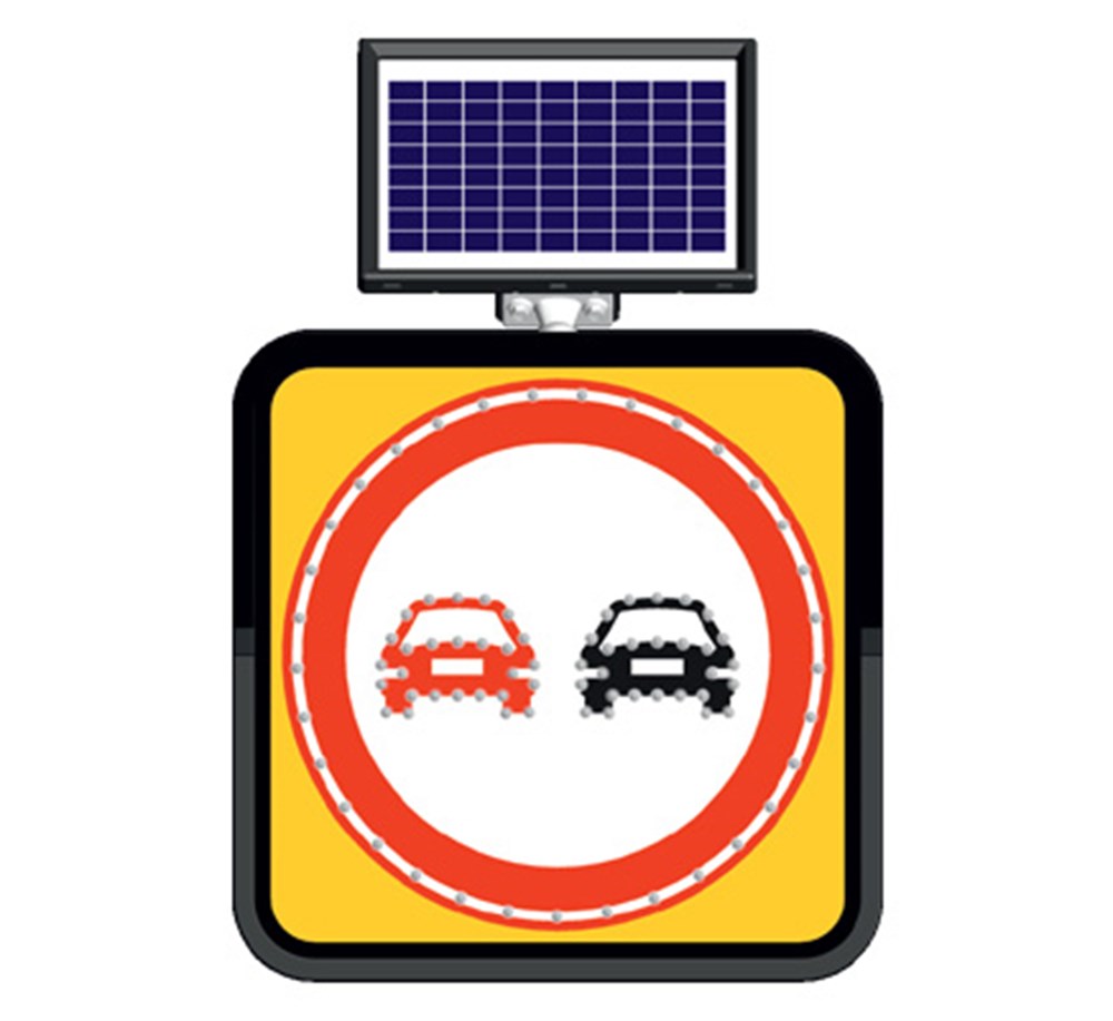 Solar Powered No Overtaking Sign (60 x 60 cm) Solar Powered No Overtaking Sign (60 x 60 cm)