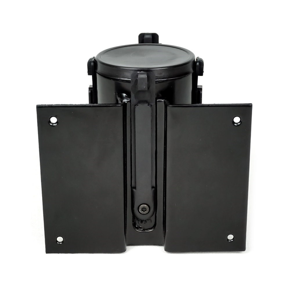 black-wall-mounted-belt-barrier-with-red-belt-470 Black Wall Mounted Belt Barrier with Red Belt