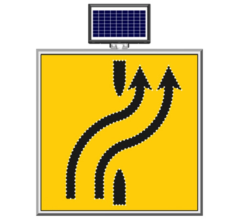 Solar "Two Lane Shift Right" Sign 100 x 100 cm Solar "Two Lane Shift Right" Sign 100 x 100 cm
