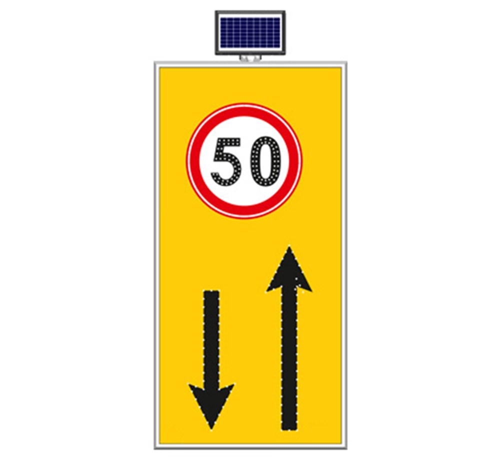 Solar "Two-Way Traffic,Speed Limit 50" Sign 100 x 175 cm Solar "Two-Way Traffic,Speed Limit 50" Sign 100 x 175 cm