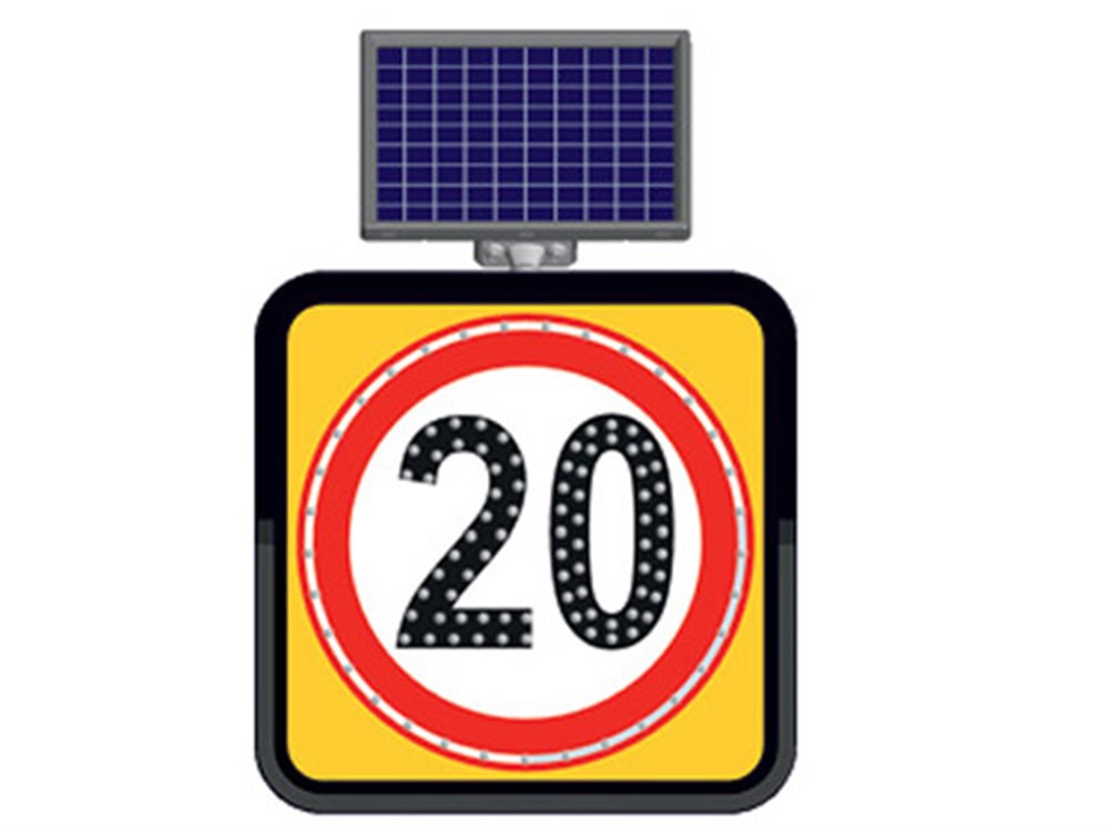 Solar "Speed Limit 20 km" Sign 60 x 60 cm Solar "Speed Limit 20 km" Sign 60 x 60 cm