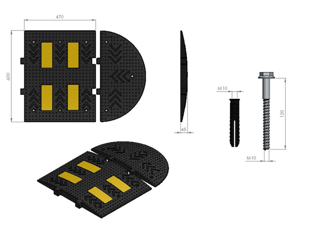 rubber-speed-bump-50-x-60-x-4,5 cm-27b2 Rubber Speed Bump 50 x 60 x 4,5 cm